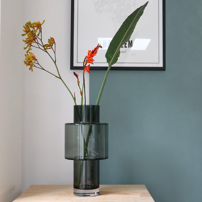 Vaas glas Juba - Grey | H40 D20